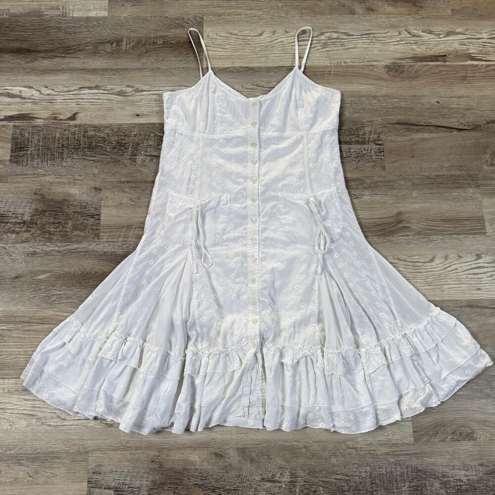 Cache Vintage Y2K White Eyelet Cotton Babydoll Sundress Boho Fairy Cottage M